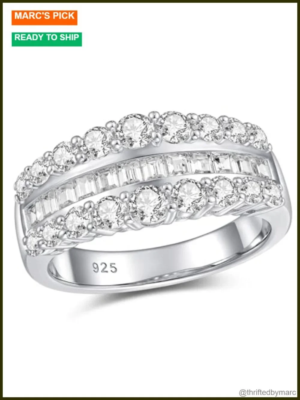 Wide Moissanite Eternity Band 925 Sterling Silver Wedding Ring